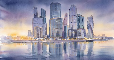 Harbor Lights — printable digital art preview