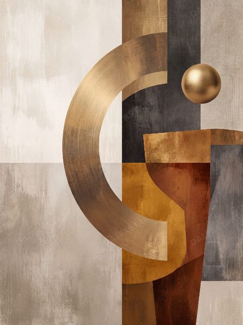 Gold Sphere — printable digital art preview