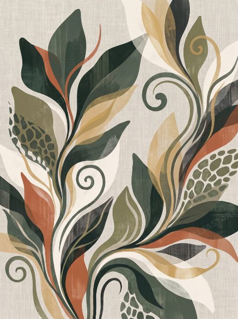 Folk Botanical — printable digital art preview