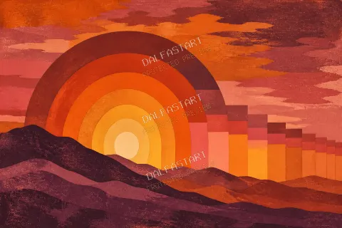 Retro Revival gebrochene Sonne — printable digital art preview