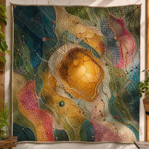Folk Quilt Of The Restored Pollinators II — printable digital art preview
