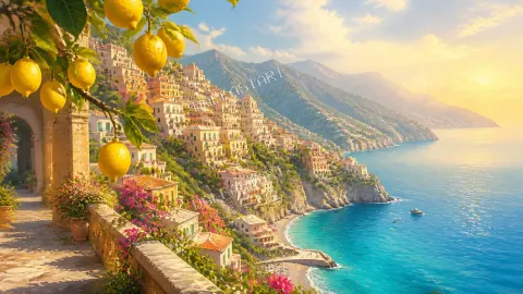 Pobrežie Amalfi — printable digital art preview