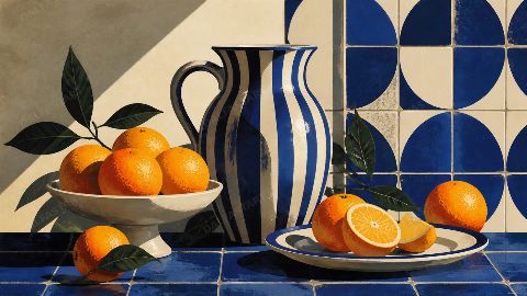 Mediterranean Oranges — printable digital art preview
