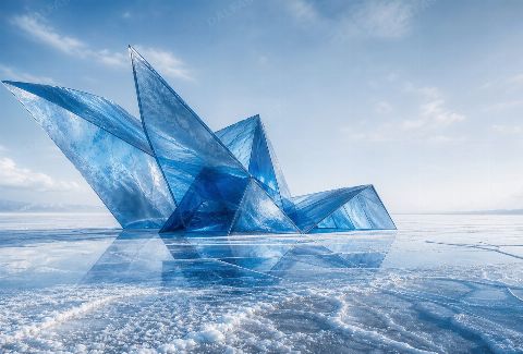 Azure Fold — printable digital art preview