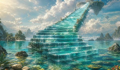 Aquamarine Stair — printable digital art preview