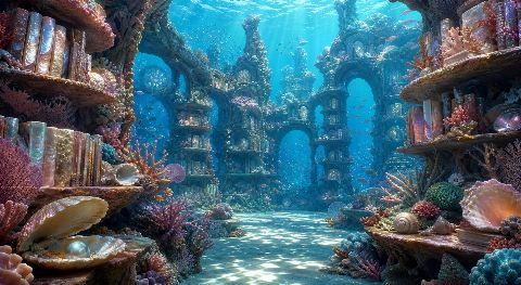 Coral Library — printable digital art preview
