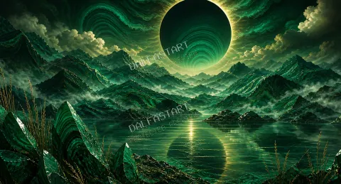 Malachitové zatmenie — printable digital art preview