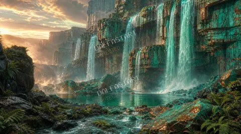 Cascadas de Verdigris — printable digital art preview