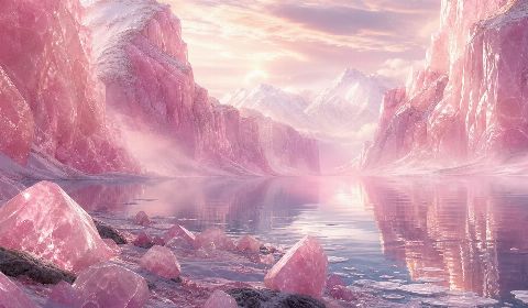 Rose Quartz Fjord — printable digital art preview