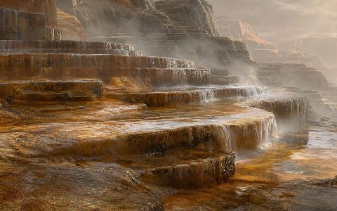 Ochre Cascade — printable digital art preview