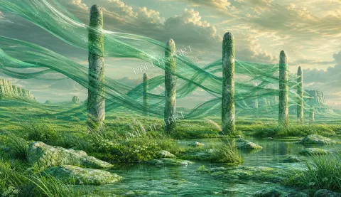 Telar de Viento Esmeralda — printable digital art preview