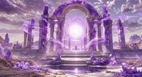 Violet Sun Temple — printable digital art preview
