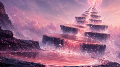 Jardín de Gravedad de Agua de Rosa — printable digital art preview