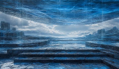 Cerulean Rain — printable digital art preview