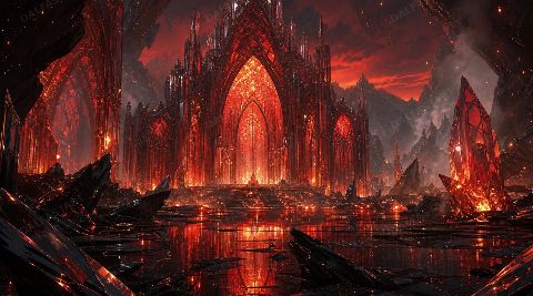 Ember Glass Cathedral — printable digital art preview
