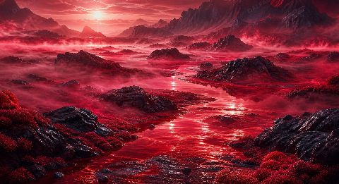 Ruby Fog Basin — printable digital art preview