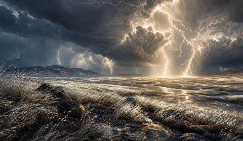 White Gold Thunder Plain — printable digital art preview