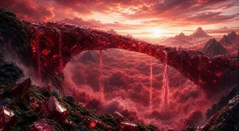Garnet Cloud Bridge — printable digital art preview