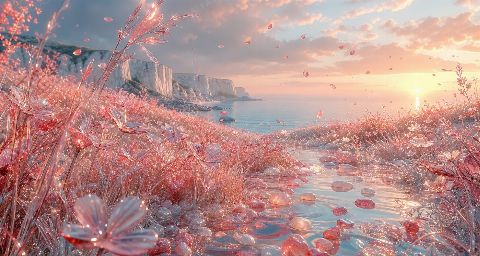 Coral Glass Meadow — printable digital art preview