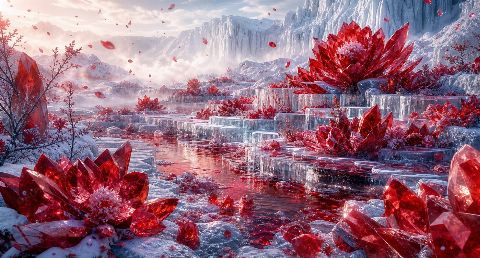 Ruby Ice Garden — printable digital art preview