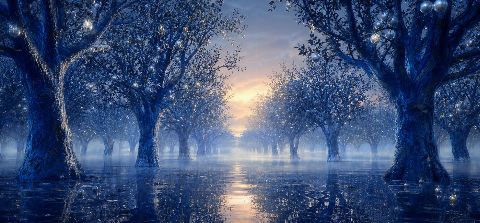 Cobalt Orchard II — printable digital art preview