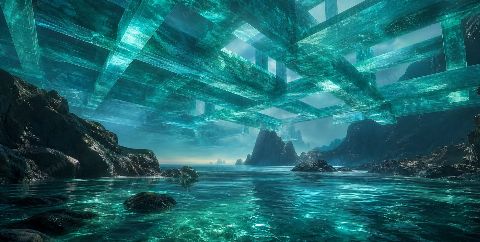 Turquoise Lattice — printable digital art preview