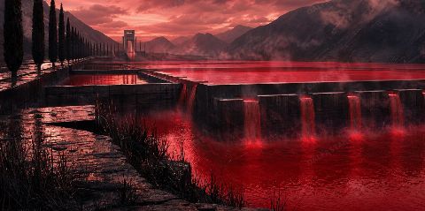 Scarlet Reservoir — printable digital art preview