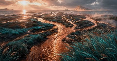 Copper Delta — printable digital art preview