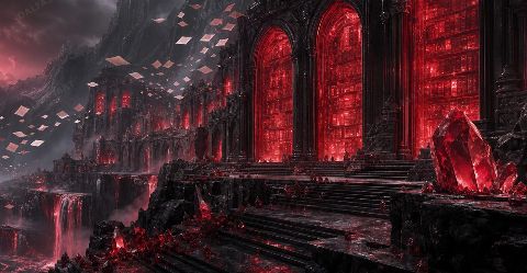 Crimson Archive — printable digital art preview
