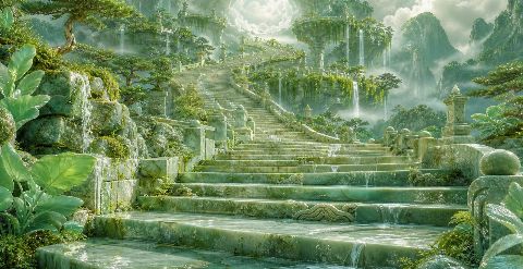 Celadon Stairway — printable digital art preview