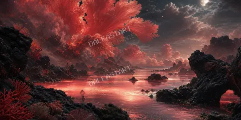Nocturno de Coral — printable digital art preview