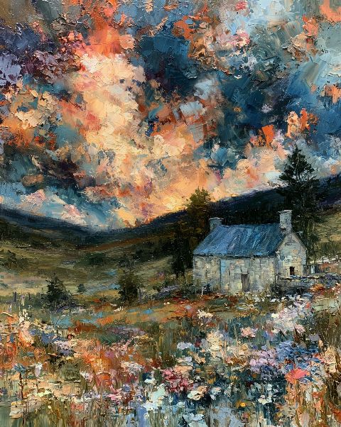 Highland Dusk — printable digital art preview